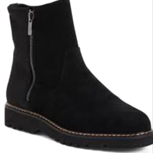 Donald Pliner Suede Comfort Lug Side Zip Booties - Picture 1 of 8